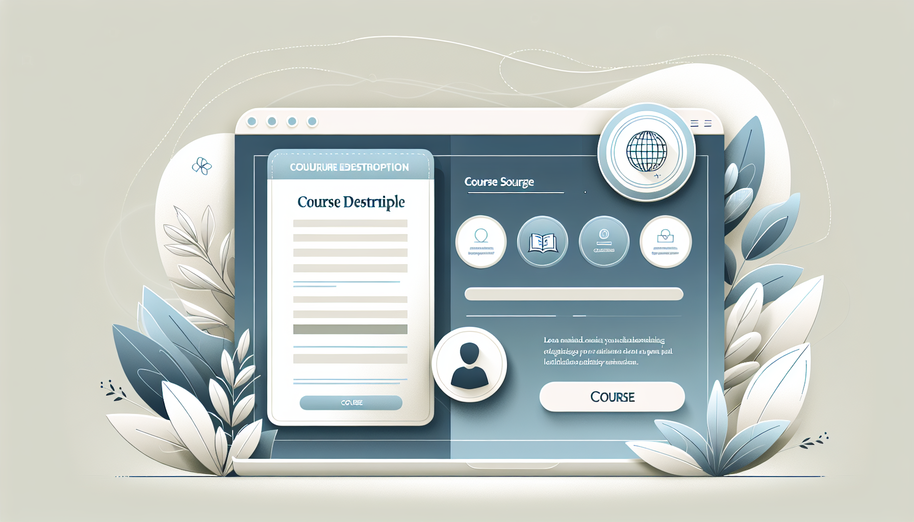 Minimalist online course page layout illustration.