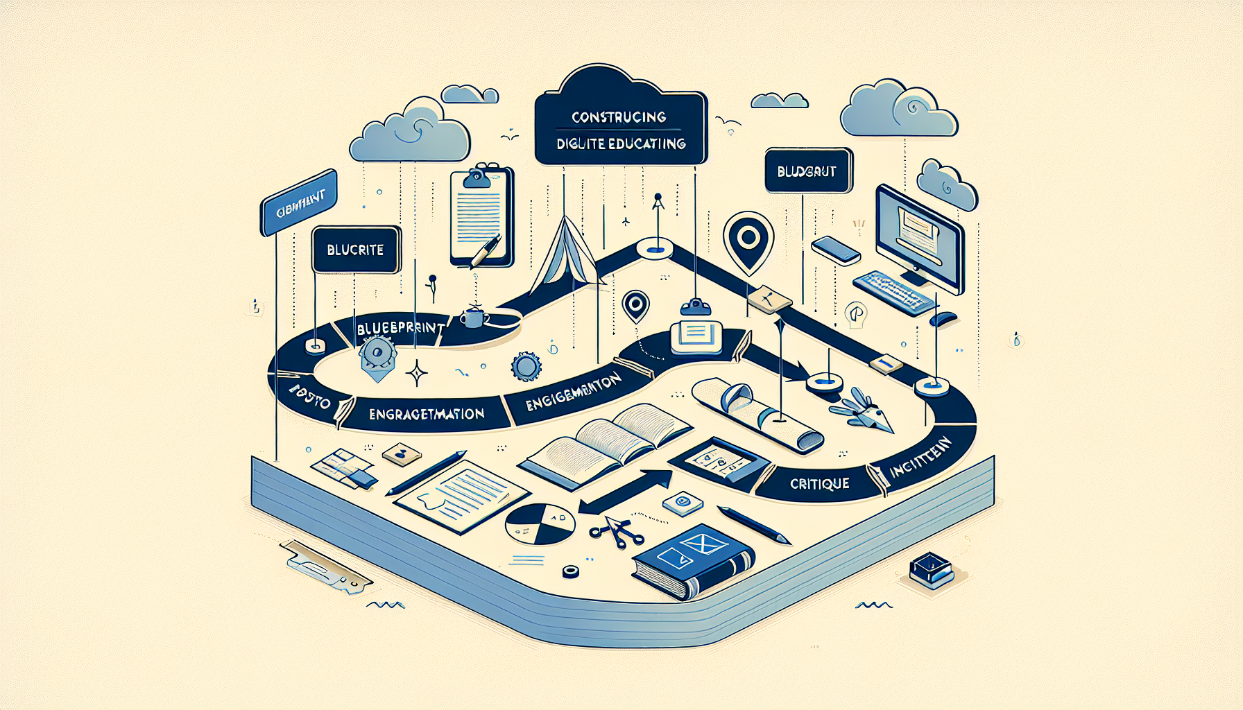 Roadmap illustrating online course creation milestones.