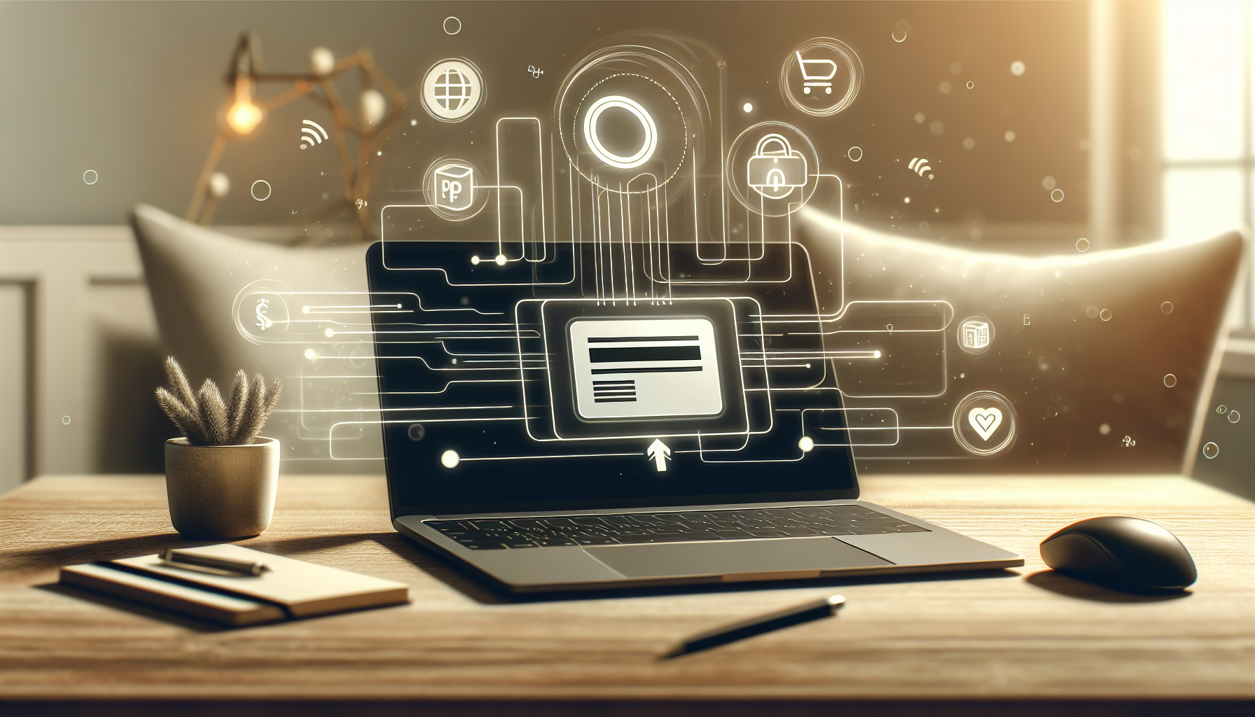 Illustration of online course payment setup interface.