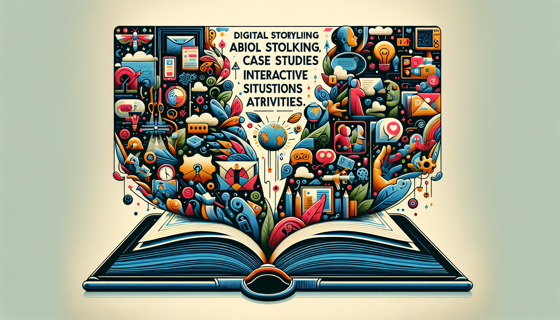 Open book bursting with vibrant storytelling visuals.