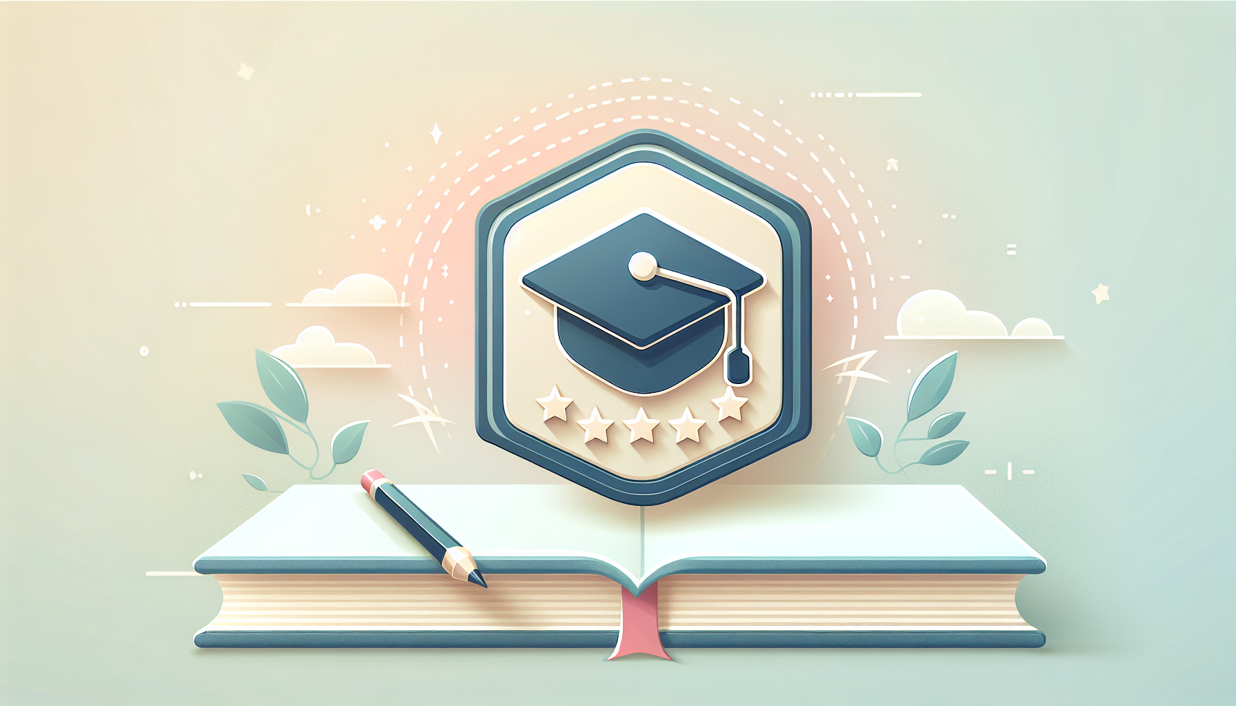 Illustration of an educational badge with a graduation cap.