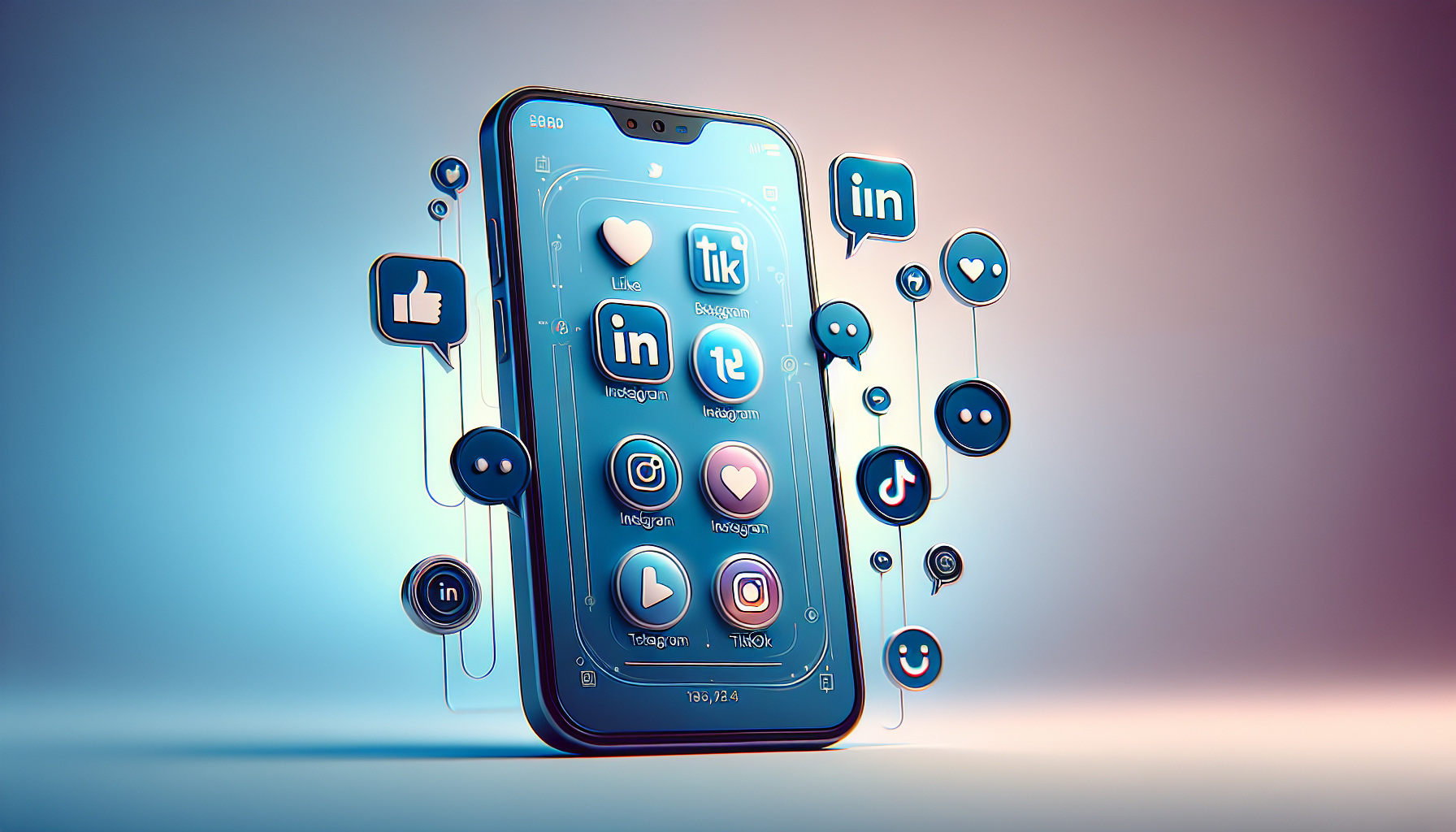 Smartphone displaying social media icons for branding.